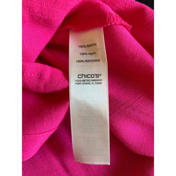 Chicos Womens Button-Down Fuchsia Long Sleeve Blouse Size 2 Rayon - Picture 3 of 11